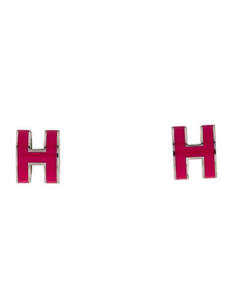 Hermès Lacquer Mini Pop H Stud Earrings White 18k Yellow Gold Plated