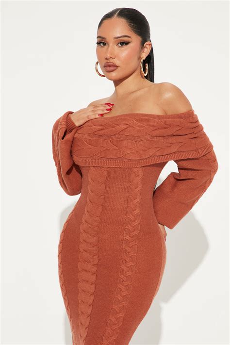 Cozy Moments Sweater Dress Cognac Fashion Nova Dresses Fashion Nova