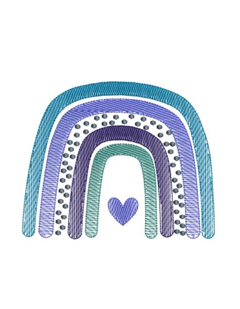 Boho Rainbow Embroidery Design Rainbow Heart Machine Etsy