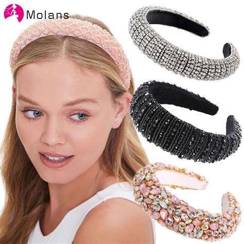 MOLANS Sparkly Gepolsterte Strass Stirnbänder für Frauen Voller