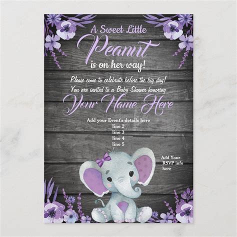 Girl Elephant Baby Shower Invitation Rustic Teal Invitation Artofit