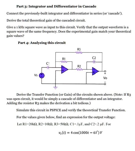 Solved Part Integrator And Differentiator In Cascade Connect The