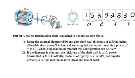 Solved A Hollow Transmission Shaft Is Attached To A Motor As Chegg