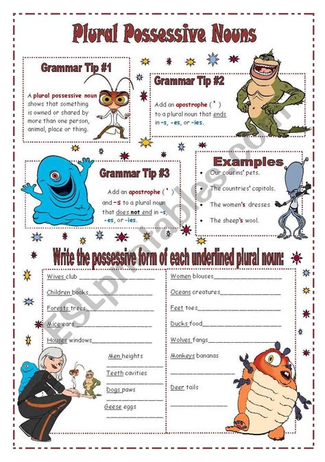 Plural Possessive Nouns Worksheets