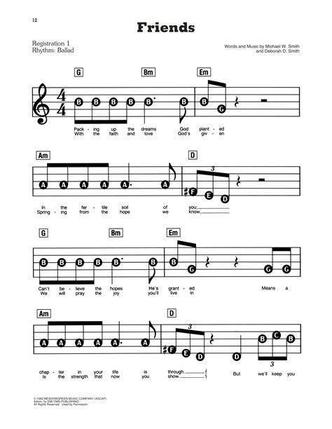 Friends By Michael W Smith Sheet Music For E Z Play Today At Sheet Music Direct