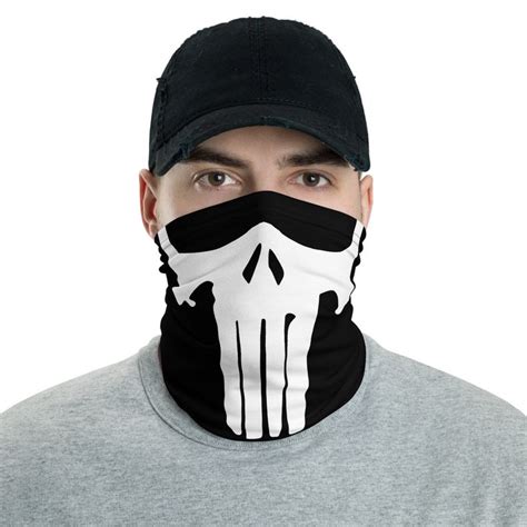 Punisher Style Neck Gaiter Skull Face Mask Face Shield Motorcycle Face