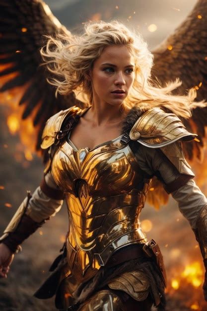 Premium Photo A Woman In A Gold Outfit With Wings