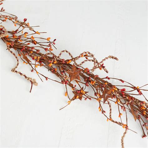 Sunset Orange Pip Berry Garland Pip Berries Primitive Decor Factory Direct Craft