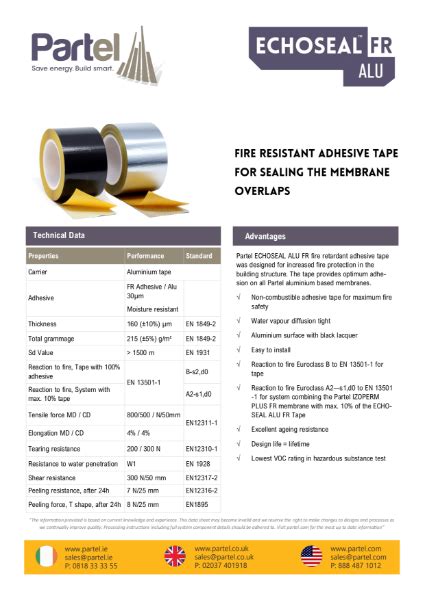 ECHOSEAL ALU FR Technical Data Sheet NBS Source