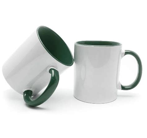 Caneca alça e interior verde escuro para SUBLIMAÇÃO Brasíla