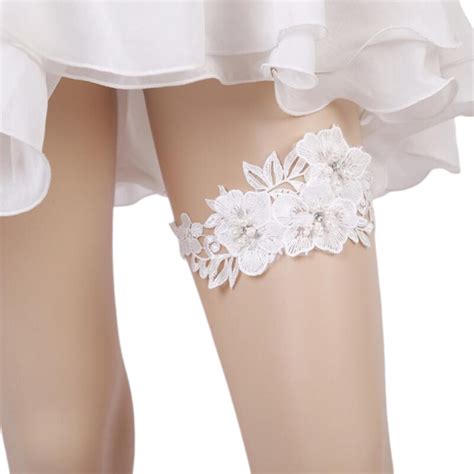 1pc Wedding Garter Rhinestone Embroidery Flower Be Grandado