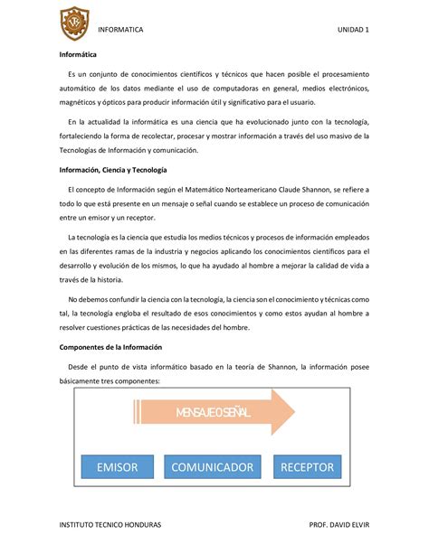 Manual Informática Unidad 1 David Elvir Página 1 8 Flip PDF en