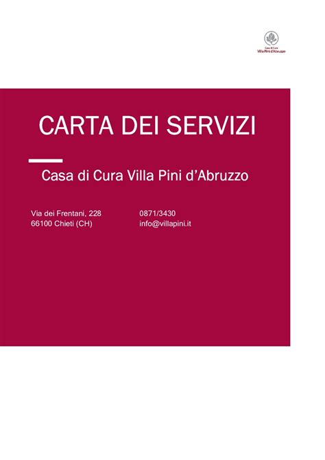 Carta Dei Servizi Rev Giugno 2023 Casa Di Cura Privata Villa Pini D