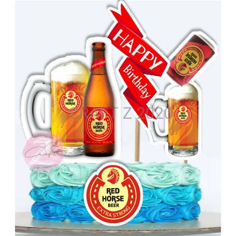 Red Horse Happy Birthday Cake Topper Decoration Lazada Ph