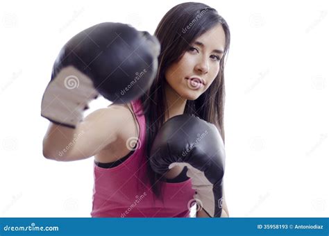 Female Boxer Throwing A Punch Stock Image Image Of Woman Outfit