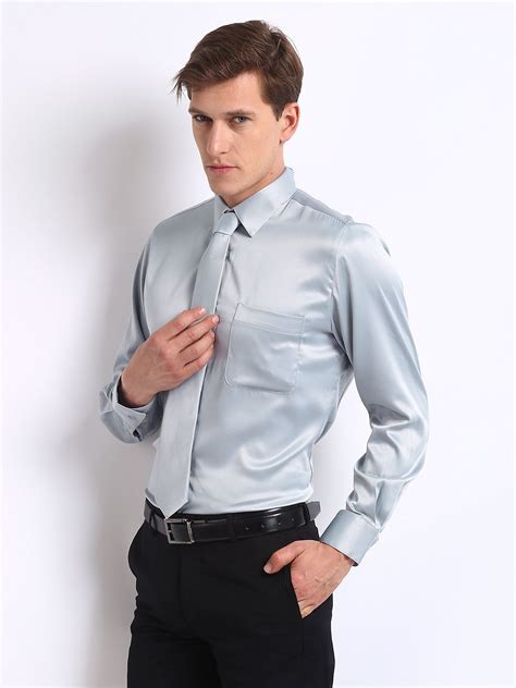 Mens Shirt Dress Men Dress Satin Shirt