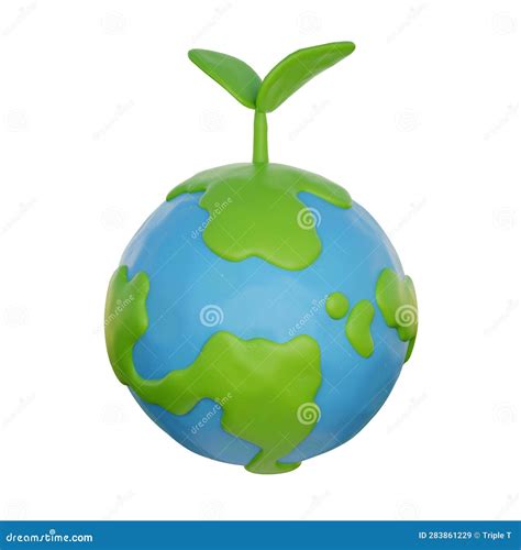 3d World Globe With Plant Save The Planet And Energy Eco Friendly 3d