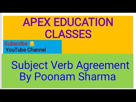 Subject Verb Agreement By Poonam Sharma For DSSSB UPTET REET KVS NVS