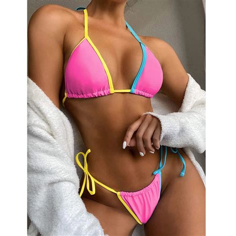 Idall Bikini Sets Bathing Suit Women Bandeau Bandage Bikini Set Push Up Brazilian Swimwear