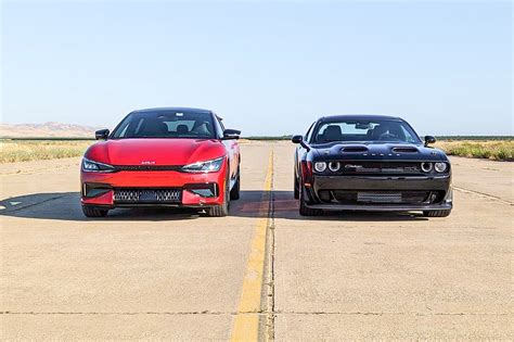 Kia Ev6 Gt Vs Dodge Challenger Black Ghost New School Vs Old School