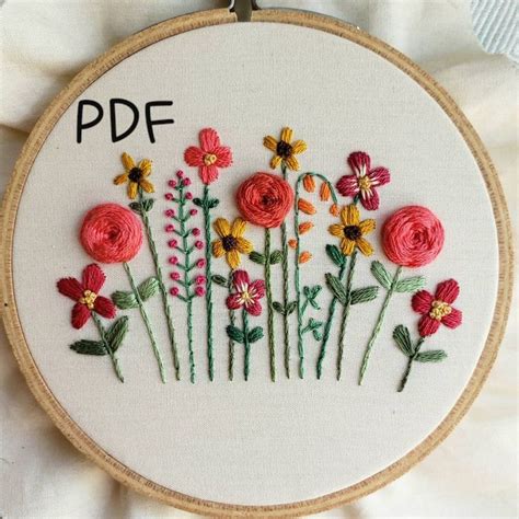 Diy Hand Embroidery Pattern Pdf Hand Embroidered Flower Garden Roses