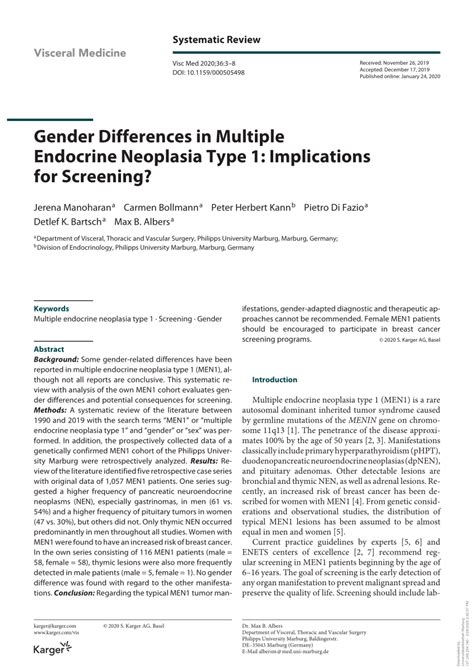 Pdf Gender Differences In Multiple Endocrine Neoplasia Type 1