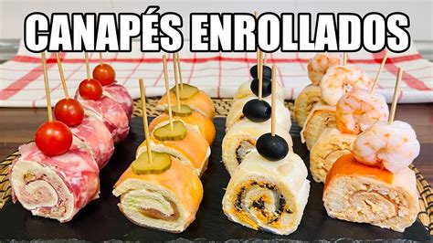 4 RECETAS de CANAPÉS ENROLLADOS de pan de molde APERITIVOS FÁCILES