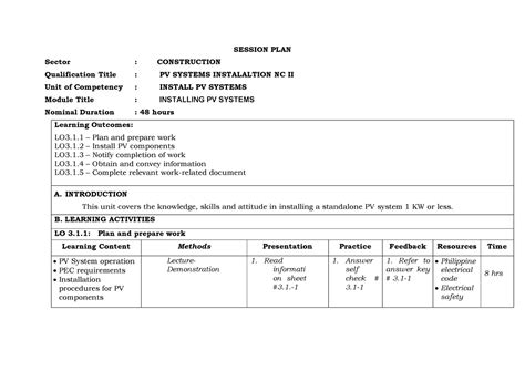 Session Plan Uc3 Cblm Session Plan Sector Construction