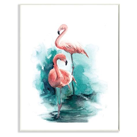 Stupell Decor Flamingo Duo Watercolor Texture Wall Plaque Art AAP 109