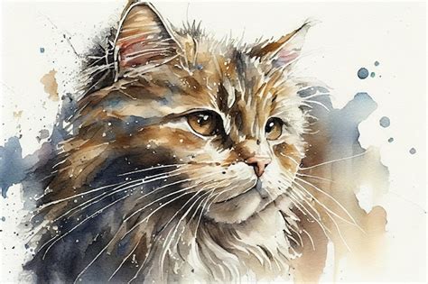 Dessin De Chat Avec Un Peu D aquarelle Ai Générative Photo Premium