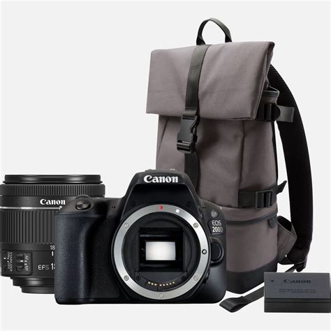 Canon EOS 200D Schwarz + 18-55mm 1:4-5,6 IS STM Objektiv Schwarz + BP13 ...