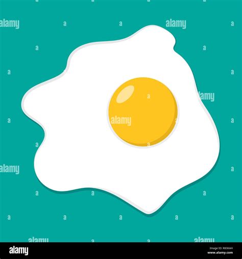 Fried Egg In Flat Style Vector Illustration Simple Fried Egg Isolated