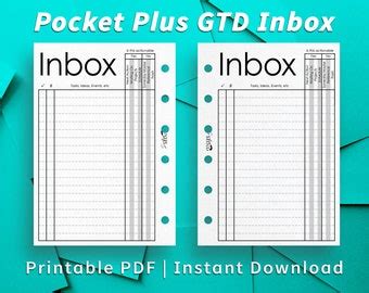 Hp Classic Inbox Printable Planner Insert Brain Dump Insert Gtd