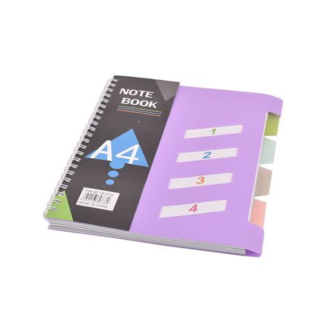 English Wire Notebook Divided Into 4 Dividers 100 Sheets A4 Soft