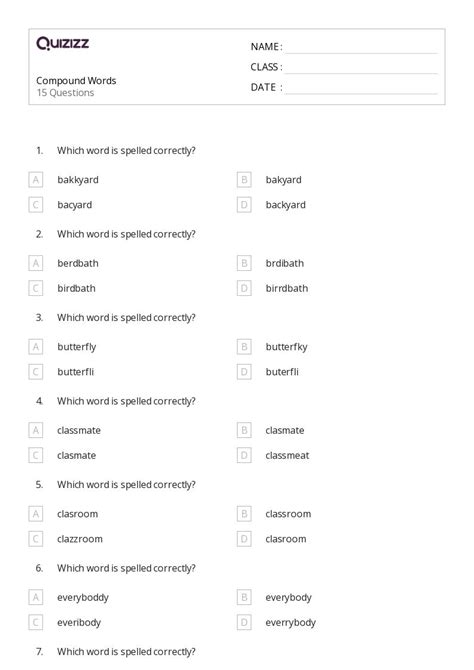 50+ Compound Words worksheets for 6th Grade on Quizizz | Free & Printable