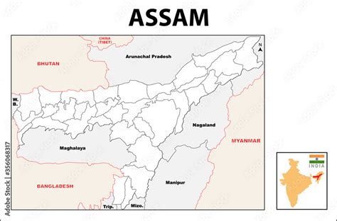 Fototapeta Assam Map Political And Administrative Map Of Assam With