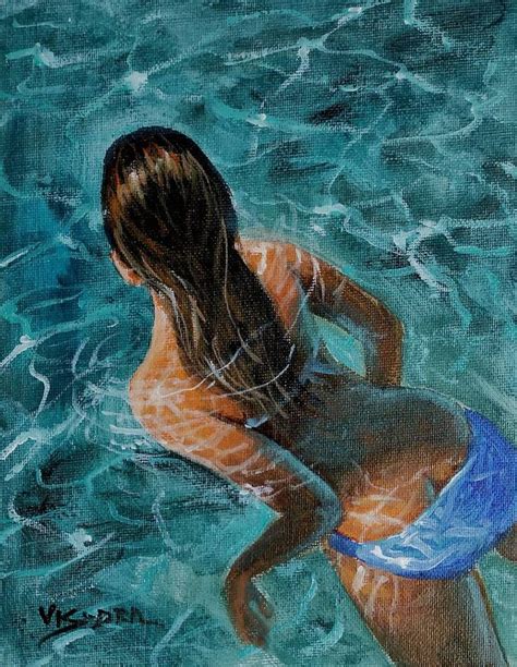 Girl Swimming Painting By Vishalandra M Dakur Saatchi Art In