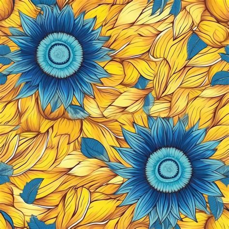 Premium Ai Image Sunflower Seamless Pattern With Geometric Shapes Ai