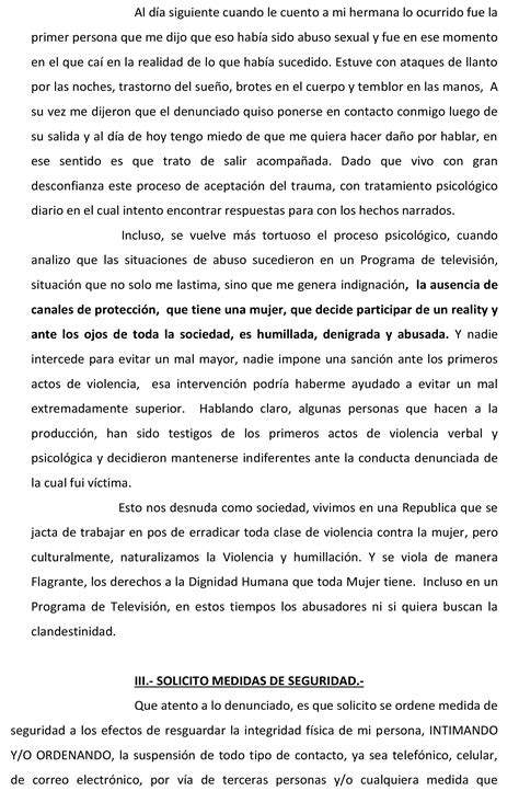 El Texto Completo De La Denuncia De Flor Moyano A Juani Martino Por