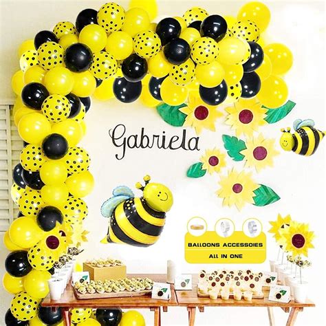 Yansion Yellow Black Balloon Garland Kit Pcs Bumblebee Balloons