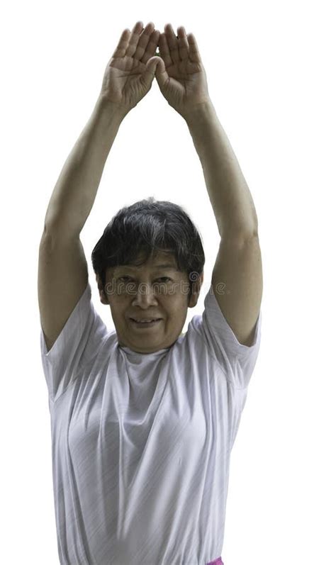 Old Lady Stretching Body Before Exerciseoutdoor Activity Of Middle