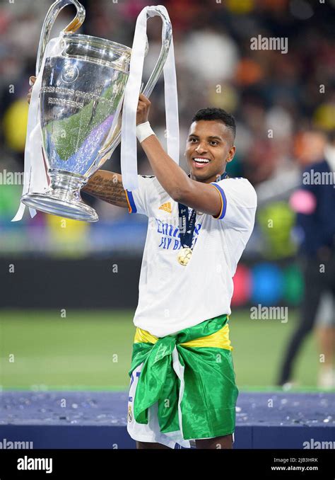 Award ceremony, RODRYGO (Real) with cup, football Champions League ...