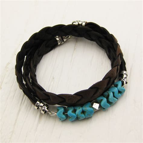 Byjodi Jewelry Turquoise Braided Leather Wrap Bracelet