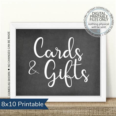 Printable Cards and Gifts Sign, Printable Gift Table Sign, Cards ...