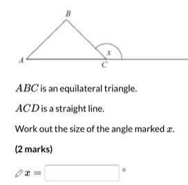 Solved ABC Is An Equilateral Triangle ACD Is A Straight Line Work