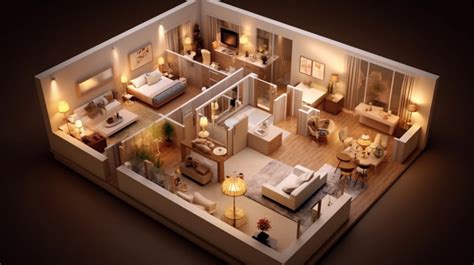 Stunning D Isometric Living Room With Open Interior A Masterpiece Of