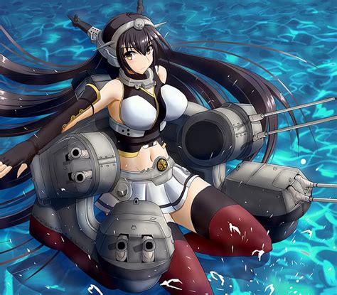 アニメ、 アニメの女の子、 艦隊これくしょん、 長門（kancolle）、 長髪、 黒髪、 ソロ、 アートワーク、 デジタルアート、 ファンアート、 Hdデスクトップの壁紙