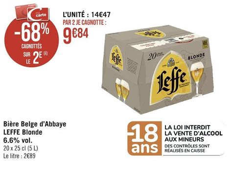 Promo Leffe bière belge dabbaye blonde 6 6 vol chez Hyperfrais