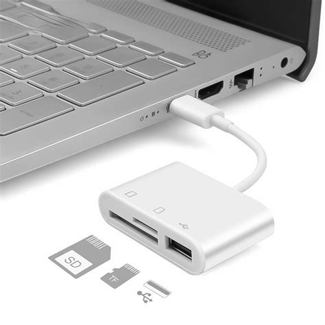 Cabo Adaptador Leitor De Cartão 3 Em 1 Usb Tipo C Sd And Amp Conexão Micro Tf De Memória