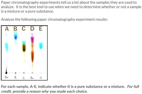 SOLVED Paper Chromatography Experiments Tell Us A Lot About The